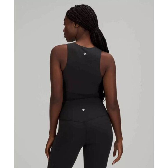 Lululemon Nulu And Mesh Yoga Tank Top Jewel Emboss Black Size 2 - Picture 2 of 6